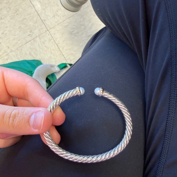 David Yurman Silver Bracelet with Gold and Pearl Accents - Picture 6 of 7